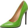LarDorLin Appuntito Tacco a Spillos Donna Scarpe Vestito Bridal Senza Chiusura Eleganti Vernice Pompe al Tallone Alto Festa Verde Numero 46 EU (48 CN)