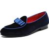 ottspu Mocassini da Uomo in Velluto con Fiocco su Abito Penny Loafers Scarpe da Ballo per Matrimonio,Blu,43 EU