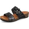 Fly Flot Ciabatta Donna Doppia Fascia e Fiore, Strappo Regolabile, Fodera Traspirante Air Flot, Sottopiede in Pelle, Sandali, Nero, 37 EU