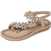 Amissz Sandali Donna Sandalo Estive Eleganti Scarpe Bassi Eleganti Strass Decorato Comodi Piatto Infradito da Mare