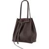 SH Leder ® - Borsa shopper da donna in vero cuoio con fiocco e tasca interna, disponibile in molti colori, borsa a spalla, borsa con manici, 29x33cm Sandra G535, marrone scuro., L