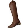 Generisch Stivali alti da donna 2024 invernali New Foreign Trade Big Yards Pointed Thick with V Mouth Long Tube Back Zip European And American Women's Boots Biker Donna Nero 39, marrone, 43 EU