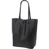 SH Leder ® Kora G266 - Shopper da donna in vera pelle bovina con tasca interna, in diversi colori, 37 x 29 cm, Nero , L