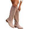 riou Stivali Donna Gambale Curvy Pianta Larga Stivali Donna Texani Alti Pelle Zeppa Pelle Donna Stivali bassi al Ginocchio Stringate Scarpe Corte Caviglia Casual Boots