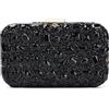 Fecialy Clutch portafogli per donne cristallo borsa da sera gemma borsa formale strass portafoglio per festa di nozze, Tinta unita: nero.