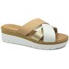 VIRGO FIRENZE Sandali Donna a Fasce Incrociate in Vera Pelle, Ciabatte Estive con Zeppa Media e Suola Platform, Made in Italy, bianco, 39