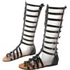 FQLGJMY Donna ginocchio alto romano taglio fuori gladiatore sandali estate casual cinghia caviglia aperta dita traspirante indietro cerniera tacco basso sandali