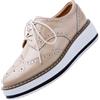 Generisch Mocassino, scarpe da donna per il tempo libero, suola spessa, antiscivolo, comode, in pelle, tinta unita, traspiranti, ammortizzanti, Oxford, per attività all'aria aperta, casual, con lacci, 36-43
