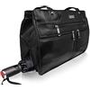Quenchy London Borsa a mano in pelle, da donna, con 9 tasche, con scomparto per ombrello, 3 grandi sezioni principali, taglia M, QL172M, colore nero, Pelle di mucca granata, Medium