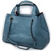 Emila Borsa donna celeste grande a spalla capiente con catena tracolla tipo shopping bag borsello 3 tre pezzi da lavoro ufficio shopper per tutti i giorni giornaliera Azzurro polvere