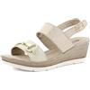 inblu Sandali Donna in Ecopelle con Doppia Fascia e Zeppa, Plantare Imbottito, Fibbia e Cinturino Regolabile, Platino, 39