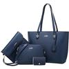 NICOLE & DORIS Borsa Donna Tracolla Grande Borsa a Mano Set 4 pezzi Borsa e Portafoglio Borsa Shopper Borsetta a Spalla Elegante Borse Tote per Lavoro Shopping Viaggi Blu Scuro
