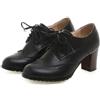 NMMAX Decolleté da donna britanniche con tacco alto e sega a fogliame verde grigio punta rotonda abito da donna brogues abito da ufficio oxford retrò adrette scarpe stringate Derby, Nero , 35 EU