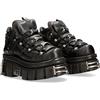 New Rock - Metallic Urban Black Shoes M.106-S112, Scarpe da uomo nere con piattaforma e decorazioni metalliche - 42