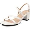 CHICMARK Sandali da donna accoglienti con tacco a blocco aperto scarpe estive, bianco, 32 EU