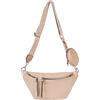 styleBREAKER Set di borse a tracolla da donna a mezzaluna da 3 pezzi, tracolla con motivo, portachiavi, portafoglio 02012398, marrone, taglia unica