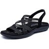 Skechers Reggae Slim-Simply Stretch, Sandalo Sportivo Donna, Nero, 41.5 EU Larga