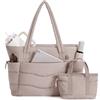 Wandering Nature Borsa Tote Donna 2 Pezzi Puffer con Cerniera, Capiente per Laptop 15,6 Pollici & Tasca Porta Borraccia 40oz (1,18L), Borsa per Lavoro Università Viaggi e Shopping (Modello con Brevetto)