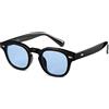 Gtand Occhiali da sole unisex vintage retrò rotondi colorati per uomo donna moda cerchio occhiali da sole 46 mm, Montatura nera C02/lenti colorate blu, 46mm