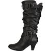 Generisch Tacco da donna per donna stivaletti stivali stivali stivali scarpe alte tacco retrò stivali da donna scarpe alluce scarpe donna impermeabile, Nero , 39 EU