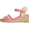 Tommy Hilfiger Donna Espadrillas Wedge Fringe Canvas con Tacco a Zeppa, Rosso (Washed Cherry), 37