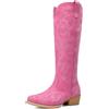 DREAM PAIRS Stivali Cowboy Donna Ginocchio | Ricami western, mezza zip laterale, memory foam 3 mm, tacco 4 cm, eleganti e pratici.