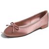Feversole Women's Square Toe Fashion Flat,Punta Quadrata Tacco Basso Slip On Flats in Raso di Seta Rosa Terra 40 EU