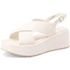 QUEEN HELENA Sandali con Zeppa a Fascia Incrociata con Sottopiede Ortopedico Donna BZ403 (Bianco, Sistema Taglie Calzature EU, Adulto, Donna, Numero, Media, 36)