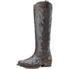 DREAM PAIRS Stivali Cowboy Donna Ginocchio | Ricami western, mezza zip laterale, memory foam 3 mm, tacco 4 cm, eleganti e pratici.