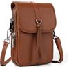 befen Piccola borsa a tracolla in vera pelle da donna, multi tasca per telefono cellulare, borsa a tracolla con blocco RFID slot per carte, Marrone cognac