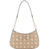 GUESS borsa a tracolla Carrie Logo Top Zip Shoulder Bag Biscotti Logo beige