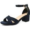 Chicmark Sandali da donna comodi con tacco a blocco, scarpe estive, Blu 4, 32 EU