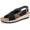 Fly Flot Sandalo Donna in Ecopelle Fasce Incrociate con Cinturino Regolabile, Fodera Traspirante Air Flot e Sottopiede in Pelle