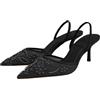 keleimusi Sandali da Donna in Tessuto a Rete Ricamati Floreali con Spalline e Perline, con Borchie, Punta a Punta, Senza Schienale, Scarpe con Tacco a Gattino, décolleté per Matrimoni, Feste, Colore Bianco
