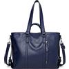 Aileese Borse da donna in morbida pelle grande capacità retrò vintage top handle casual tasca tote spalla borse a tracolla, Blu, Classic Style, Totes