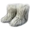 Ulalaza Stivali delle donne Fluffy Fuzzy Furry Snow Boots Inverno Mid Calf Snow Boots Scamosciata Pelliccia Calda Foderata Stivali Piatti Casual Moda