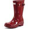 Hunter Donne Org Short Gloss Wellington Boots, Rosso (Militare Rosso), 6 UK 39 EU