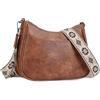 APHISON Piccola borsa a tracolla per donne e ragazze, borse a tracolla da donna in pelle vegana con 3 scomparti con cerniera, borsa a tracolla con tracolla larga regolabile, A2-marrone-8614