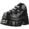 New Rock - Metallic Urban Black Shoes M.106-S112, Scarpe da uomo nere con piattaforma e decorazioni metalliche