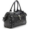 AlwaySky Borsa da donna con teschio, grande capacità, gotica, borsa a tracolla borchiata