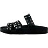 GRÜNLAND il benessere è naturale CB0738 GRUNLAND Sara Ciabatta Donna 2 Fasce Borchie BIRK col Nero Vera Pelle Sottopiede Soft