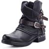 Pogolino 2520 - Stivaletti da donna con borchie, con cerniera, piatti, comodi, St140 nero, 36 EU