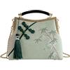 Anopo Pochette e Clutch Ricamate per Donna con Frange Verde Chiaro