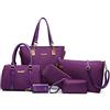 AlwaySky - Borsa a tracolla da donna, in nylon, 6 pezzi, Viola (Viola), 33 EU