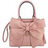 AlwaySky Set di 2 borse da donna con grande fiocco e nodo, in pelle PU, borsa con manico superiore, borsa di design per donna, rosa, 33W