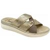 3Rose 400 Ciabatte Donna con Doppia Fascia Effetto Nodo Laminato - Pantofole Casa e Outdoor Estive - Eleganti da Giorno Comfort Anatomico Zeppa 4,5 cm e Plantare Estraibile Vera Pelle (Camel, 38)