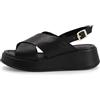 Frau - Sandali in Pelle con Plateau