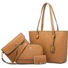 NICOLE & DORIS Borsa Donna Tracolla Grande Borsa a Mano Set 4 pezzi Borsa e Portafoglio Borsa Shopper Borsetta a Spalla Elegante Borse Tote per Lavoro Shopping Viaggi Marrone