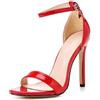 Generic Sandali con Tacco Alto e Cinturini da Donna, Punta Aperta, Cinturino alla Caviglia, Comodi Tacchi a Spillo, Scarpe da Sposa,Rosso,44 EU