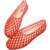 HEVA - Sandali da donna in gelatina con rete, traspiranti, con fori, trasparenti, estivi, da spiaggia, ballet flats, Rosso, 36 EU